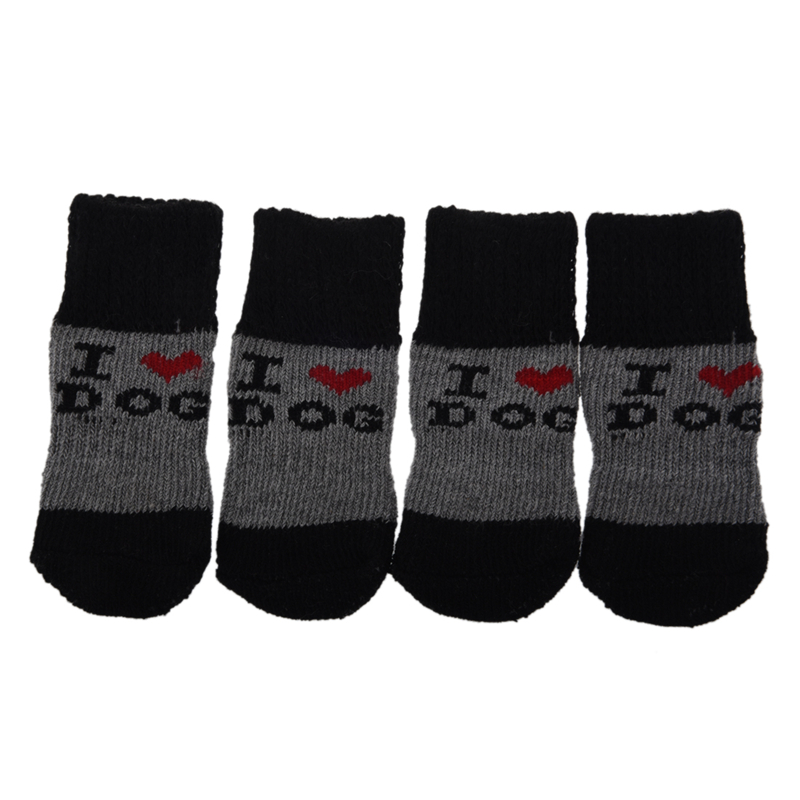 

Winter Ribbed Hem Acrylic Shoes Wear Socks for Pet Dog, Black
