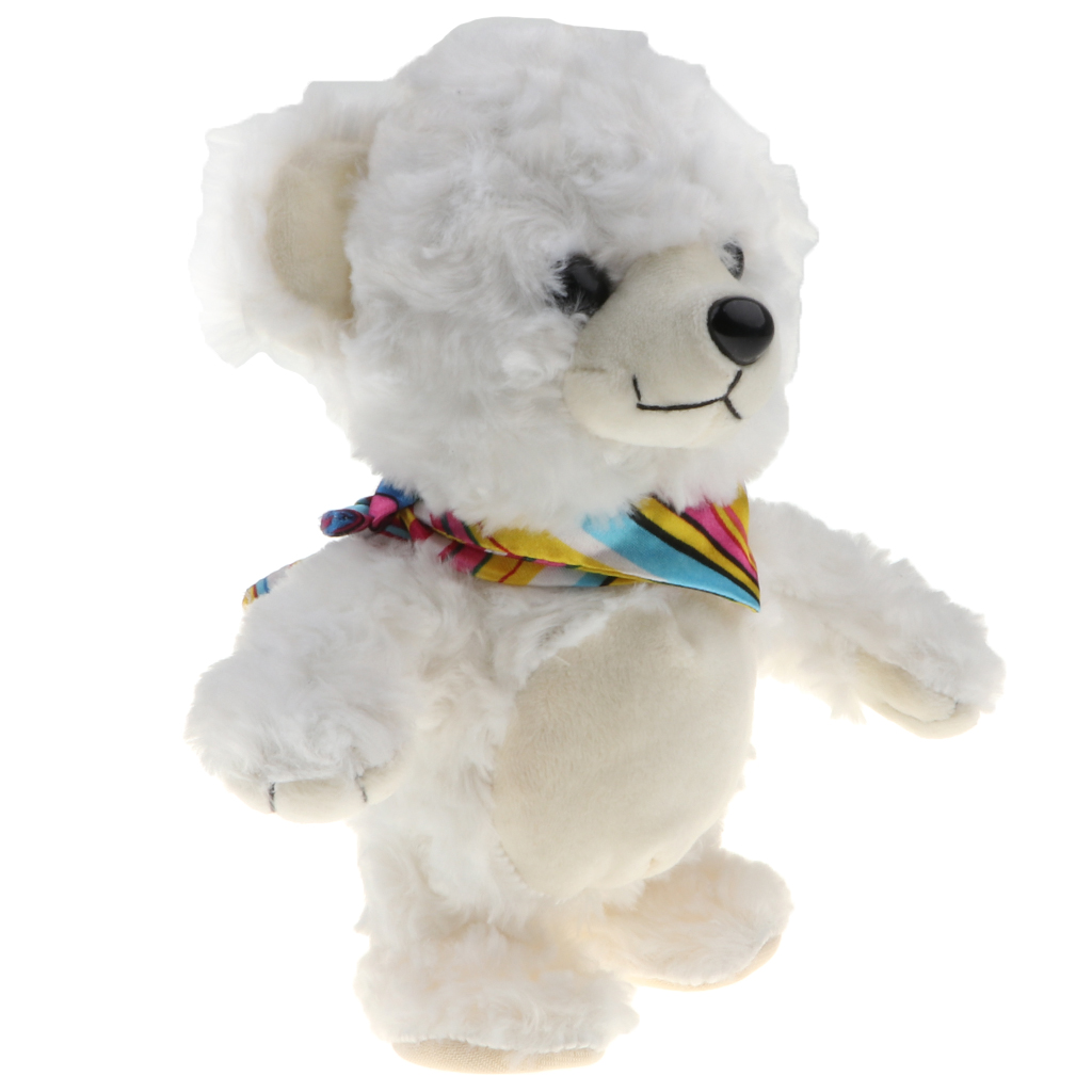 

8\" Soft Plush Talking Walking Bear Doll, Repeats What You Say, White