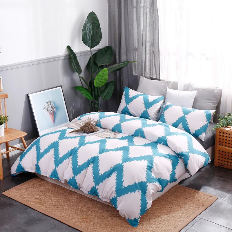 

nordic bed cover duvet cover Queen King bed set Clothes Quilt Pillow case Home Textile printing comforter bedding set, White