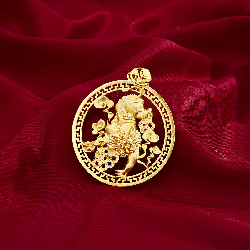 

Retro luxury gold plated Gold The chinese kylin Necklace Pendant for women popular Brass Pendant Fashion men Necklace