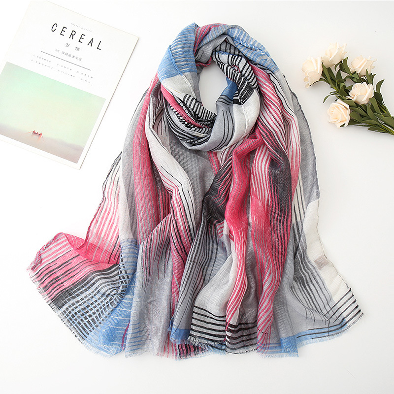

2020 New Ombre Stripe Print Fringe Scarf Hijab Women Long Ink Painting Headband Shawls Scarves Wrap 6 Color Free Shipping