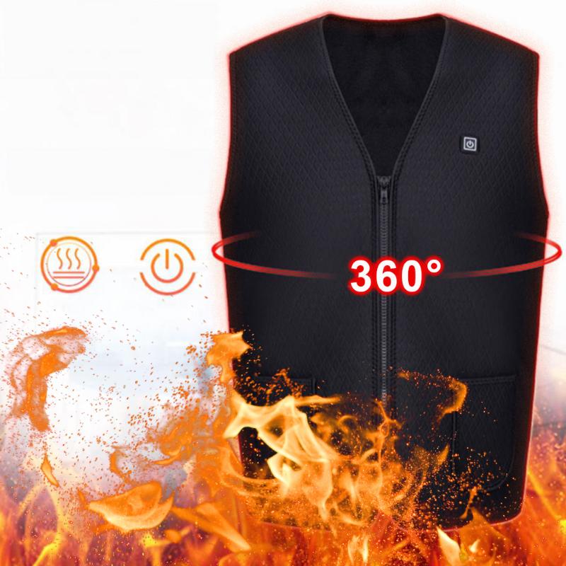 

Men Women Heating Vest Outdoor USB Infrared Vest Jacket Winter Flexible Electric Thermal Clothing Waistcoat For Sports Hiking, Black