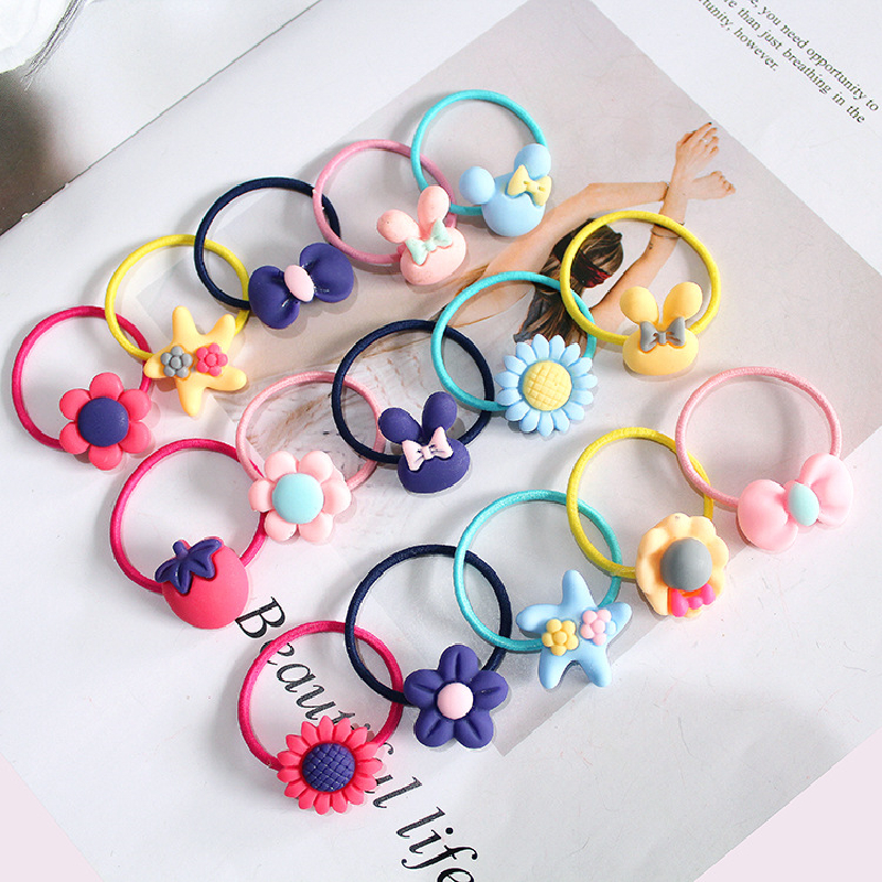 

10 PCS Lovely Flower Princess Headwear Baby Headdress Girls Hair Accessories Kids Elastic Hair Bands Children Hair Ropes, Daisy flower