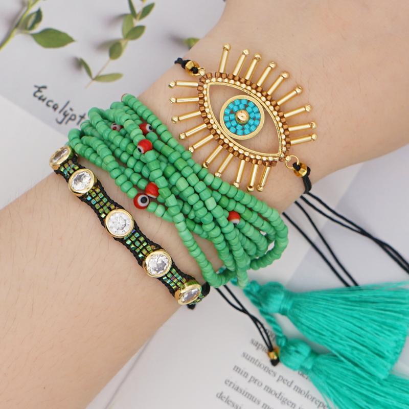 

GRAPES Bracelet Women Turkish Evil Eye Bracelet MIYUKI Jewelry Beads Pulseras Mujer Moda 2020 Handmade Adjustable Ladise Bangle