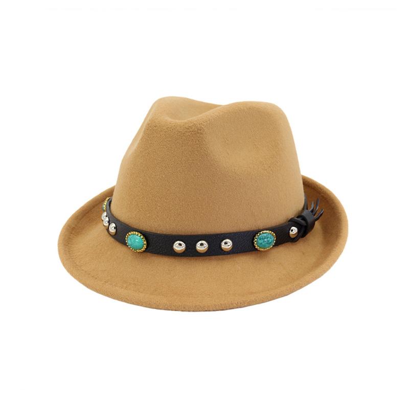 

2020 Men Women Fedora Hat With Punk Belt Outdoor Casual Hat Size 56-58CM, Red