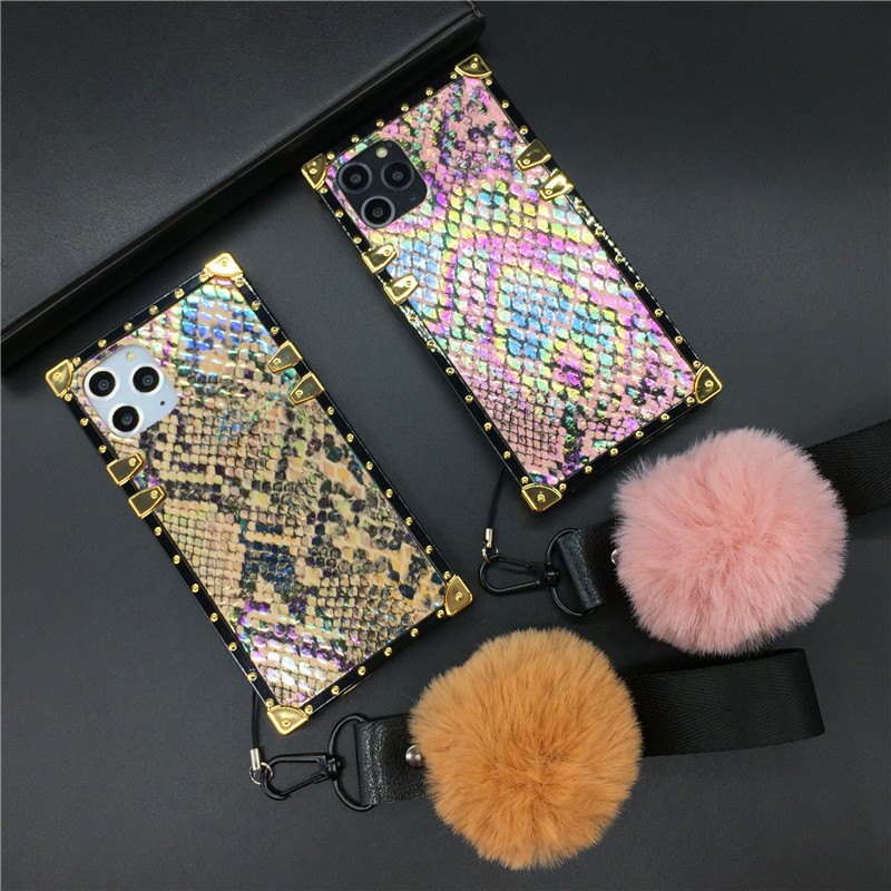

Fashion Glitter Colorful Snake Cover Square Phone Case for Huawei P30 Pro P20 P40 Mate 30 Honor 20 V30 8X 10 Nova 5 3 6 Y6 Y7 Y9, Only case gold