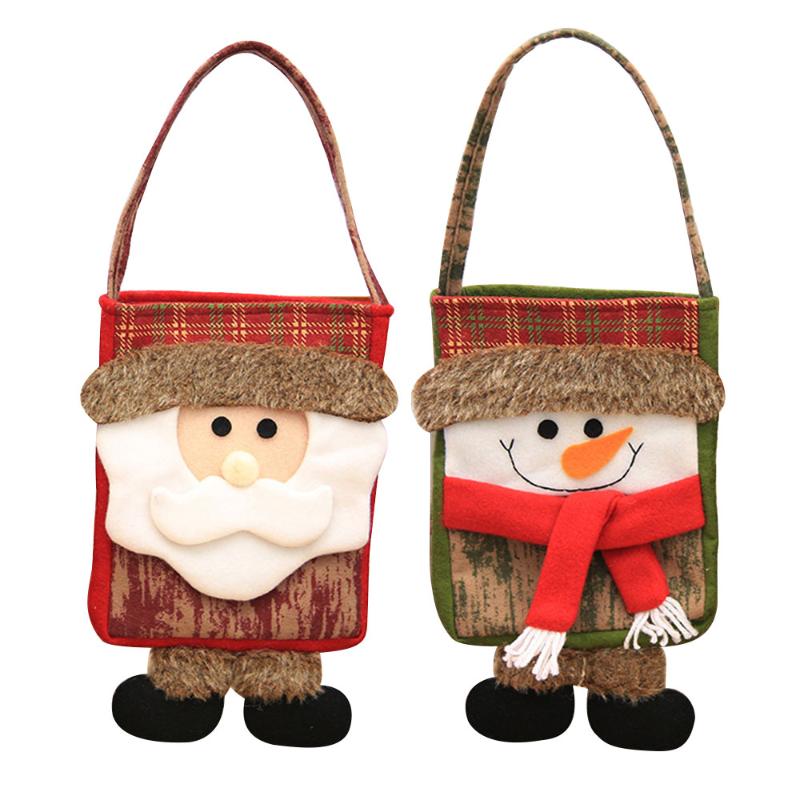 

Christmas Candy Bag Children Gifts Handbag Xmas Gift Holder Bag Xmas Santa Snowman Pattern New Year Decor Christmas Ornaments