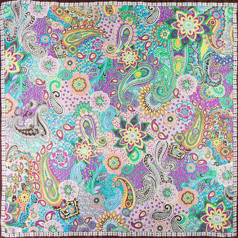 

100% Silk Scarf Women Scarf Paisley Silk Bandana Hot Hijab 2020 Top Foulard Flower Hot Middle Square Lady Gift