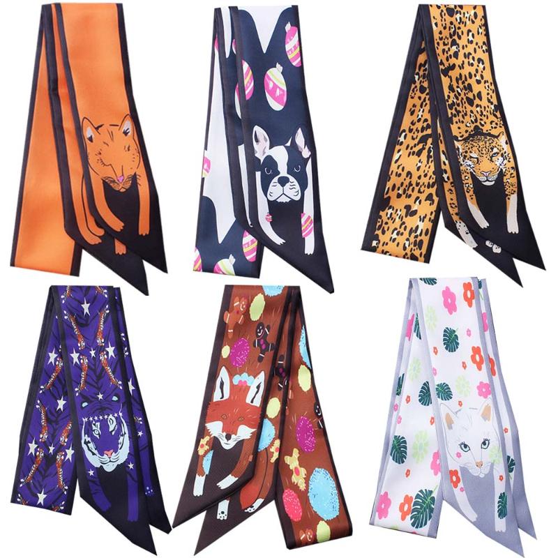 

animal print silk scarf silk women head scarf hair bag snood scarfs for ladies foulard soie women accessories