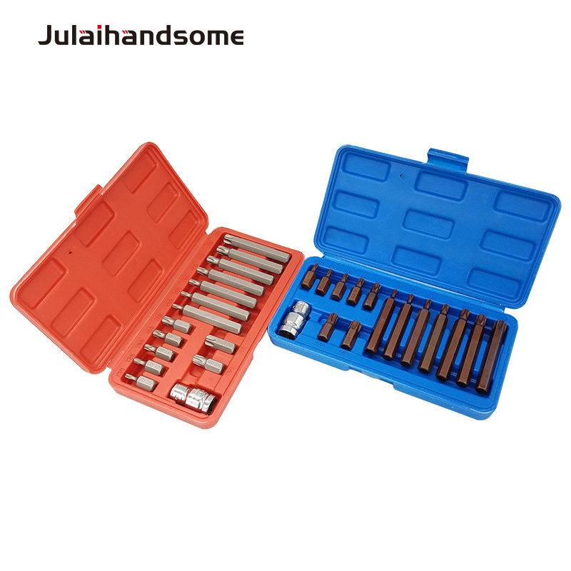 

Julaihandsome 15PC 1/2" Torx Star Drive Socket Bit Set Torx Bit Set Hand Tool T20-T55 Short and Long Type