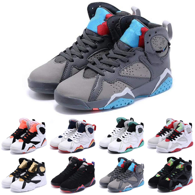 

Free Shipping Kids Jumpman 7 olympic Tinker Alternate 7s Raptor Hares J7s Boys girls youth Basketball shoes Size US11C-3Y EU28-35, As photo 2