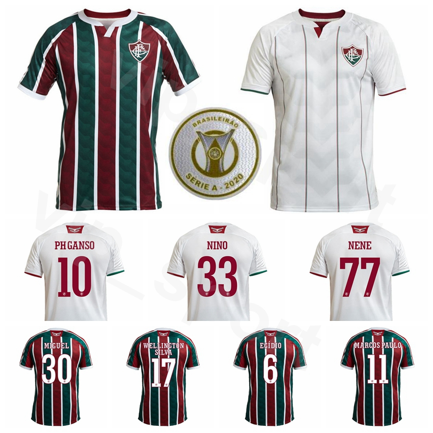 

Fluminense 2020 2021 Soccer 10 PH GANSO Jersey 99 EVANILSON 9 FRED 6 EGIDIO 30 MIGUEL 10 GANSO Football Shirt Kits Red White