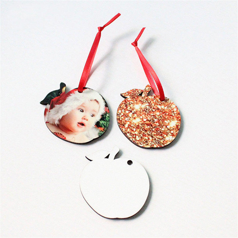 

sublimation blank apple transfer printing Christmas decoration pendant MDF two-sided printing new DIY gifts