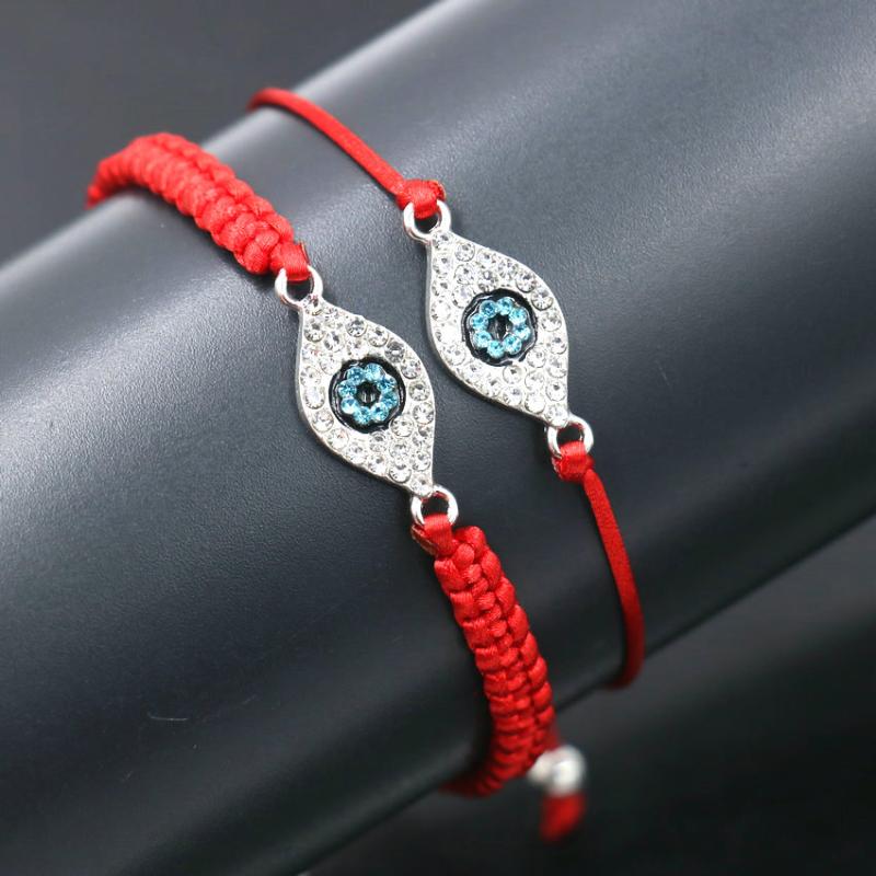 

2pcs/set Bracelets For Women Crystal Zircon Evil Eye Bracelet Red Thread Chakra Friendship Couples Bracelet Girls Boys Jewelry