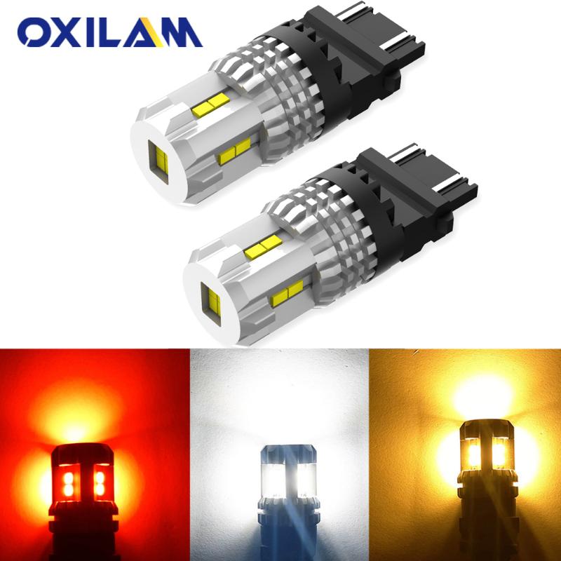

OXILAM 2x T25 P27/7W 3157 3156 LED Canbus Bulbs for Car Brake Reverse Backup Light DRL Turn Signal Tail Lamp 12V White Amber Red, As pic
