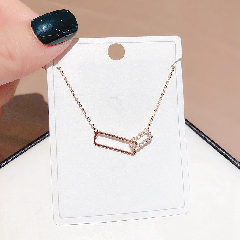 

TOYOOSKY High-end Geometric Link Chain Necklace for Women Rose Gold Color Micro Paved Cubic Zircon Necklace Jewelry