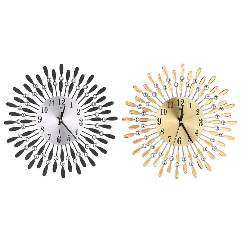 

15 inch 3D Large Wall Clock Shiny Rhinestone Sun Style Modern Living Room Decor