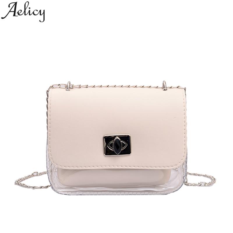 

Aelicy 2020 Fashion Women Transparent Messenger Bag Chain Shoulder Bag Fashion Small Square Chain Purses And Handbags, Ye
