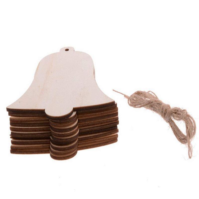 

10pcs Wooden Hanging Pendants Christmas Tree Ornaments Home Decoration (Christmas Bells Style