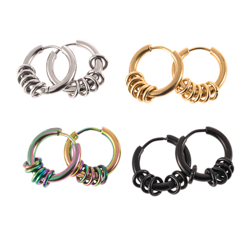 

1Pair Stainless Steel Hoop Earrings Circle Beads For Women Mini Small Hoop Earrings Ear Buckle Round Circle Hoops