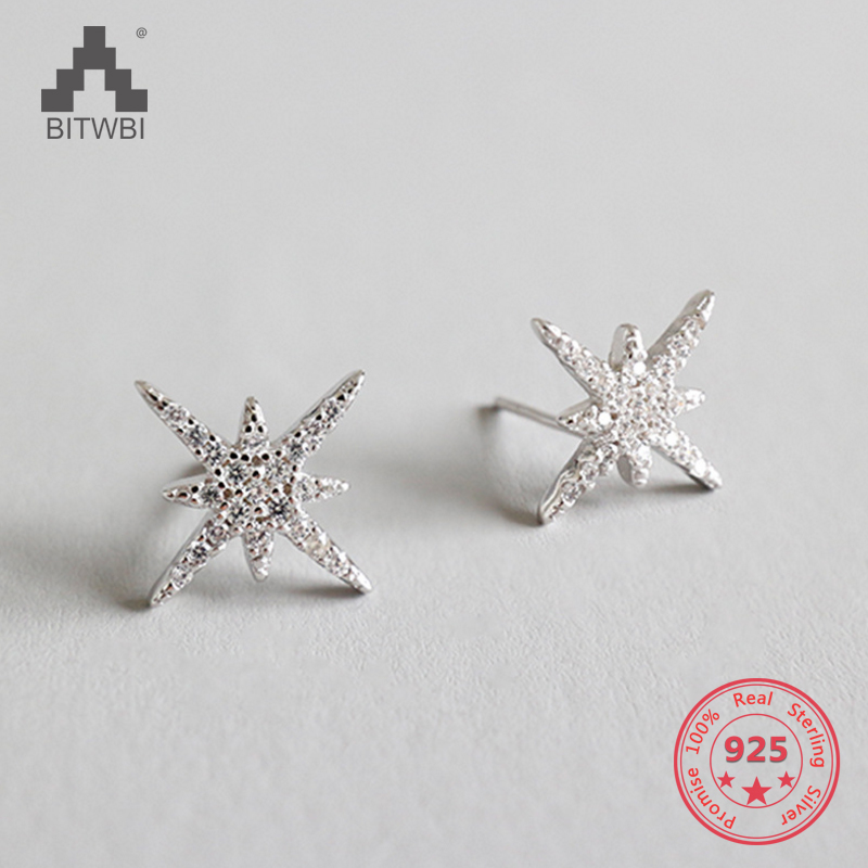 

Fine Jewelry High Quality 925 Sterling Silver Earrings Female Exquisite Dazzling Zircon Star Earrings