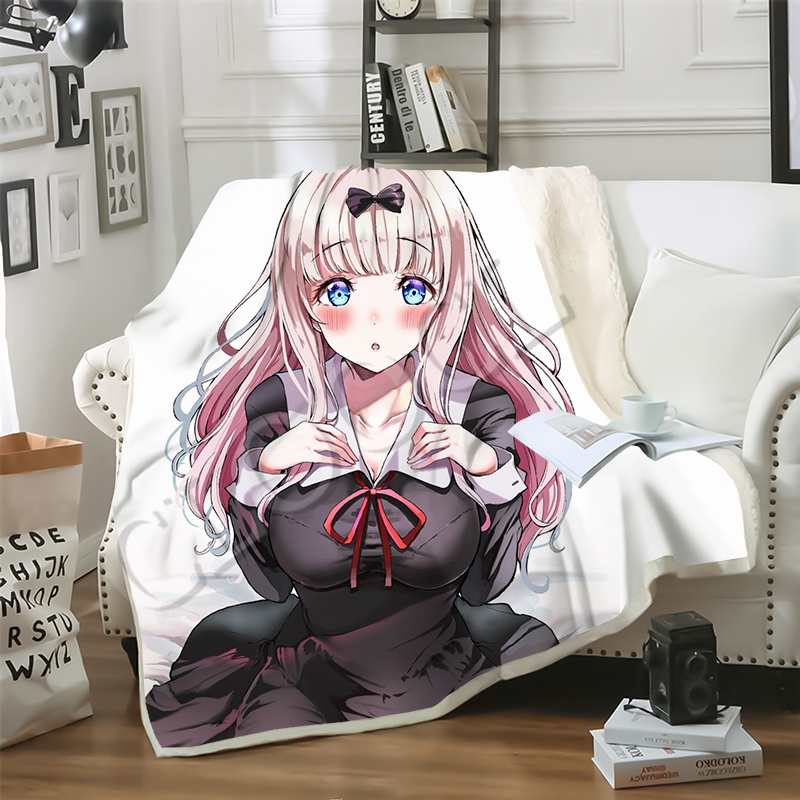 

Fashion Sofa Travel Youth Bedding Anime Kaguya Sama Love Is War 3D Print Double Layer Blankets Bedspread for Plush Blanket Sofa Quilt