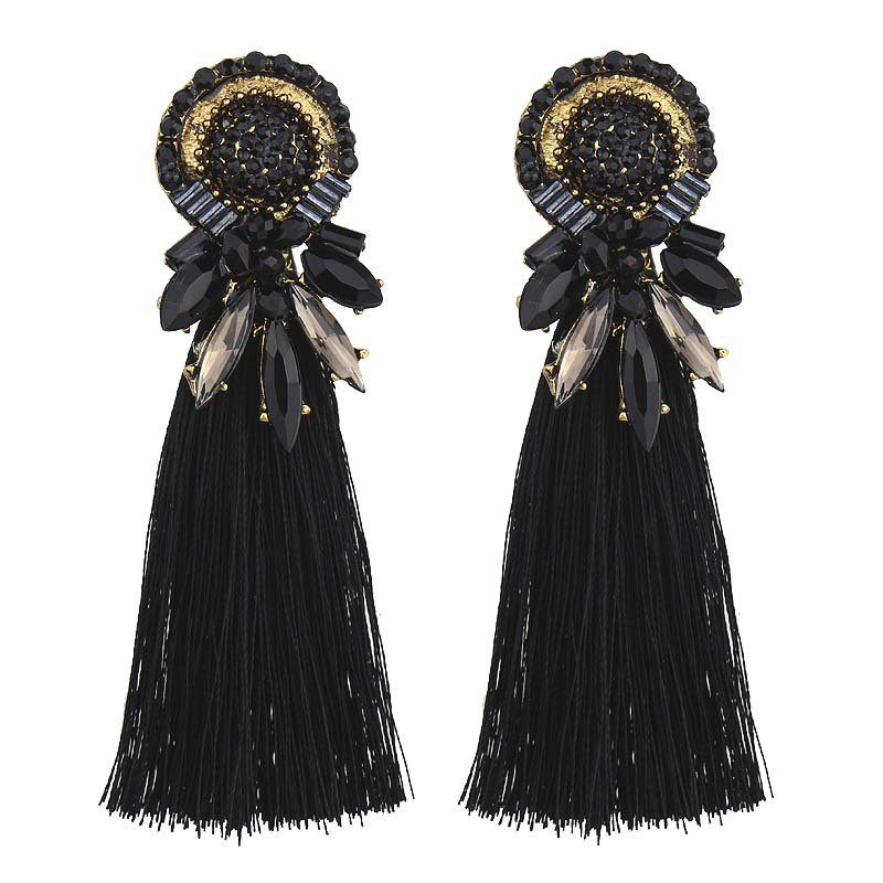 

2020 Trendy New Rhinestone Tassel Earrings for Female Vintage Bohemian Fringed Statement Wedding Jewelry 4C1006