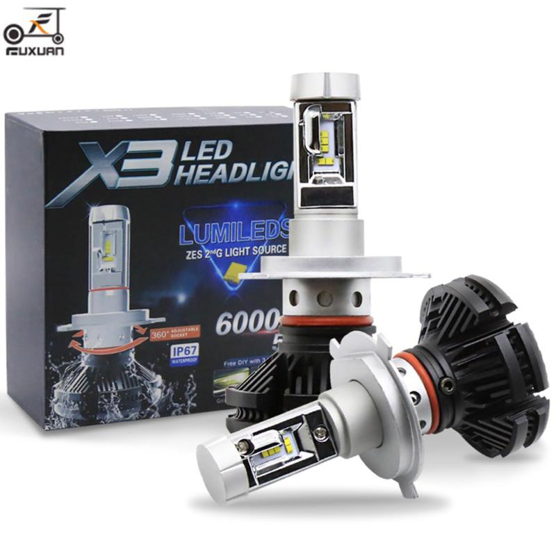 

FUXUAN 2PCS Led Headlight ZES 50W 6000LM H4 LED H7 Car Headlight 3000K/6500K/8000K H1 H11 9005 3 9006 fog Lamp Auto