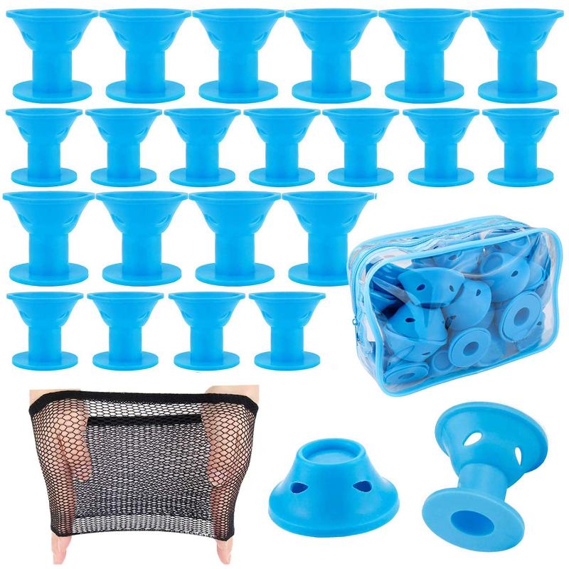 

40PCS soft Rubber Magic Hair Care Rollers Silicone Hair Curler Twist No Heat Curling Styling DIY Tool With Zip Bag