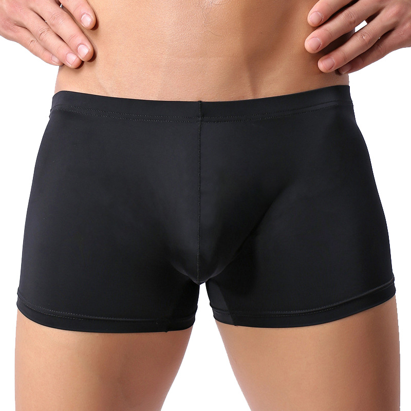 

Thin Transparent Ice silk Sexy Gay Underwear Men Boxer Shorts Men's Underpants Cueca Boxer Homme Calzoncillos Boxers Men Panties, A white