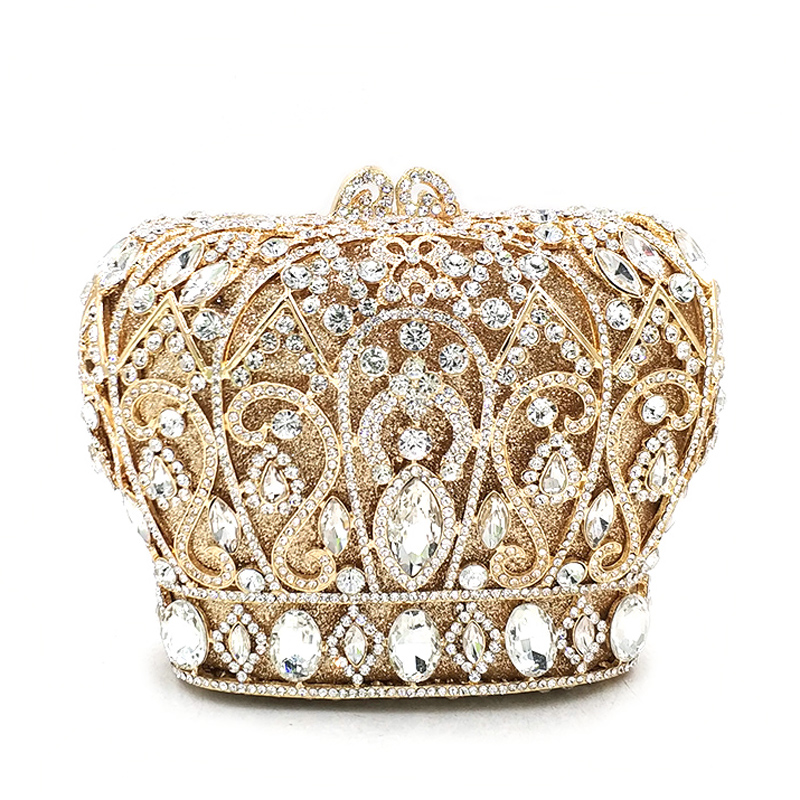 

XIYUAN Women Flower Crystal Evening Bags Hard Case gift box Metal Handbags and Purses Bridal Wedding Party Clutch Bag, Color same as pictur