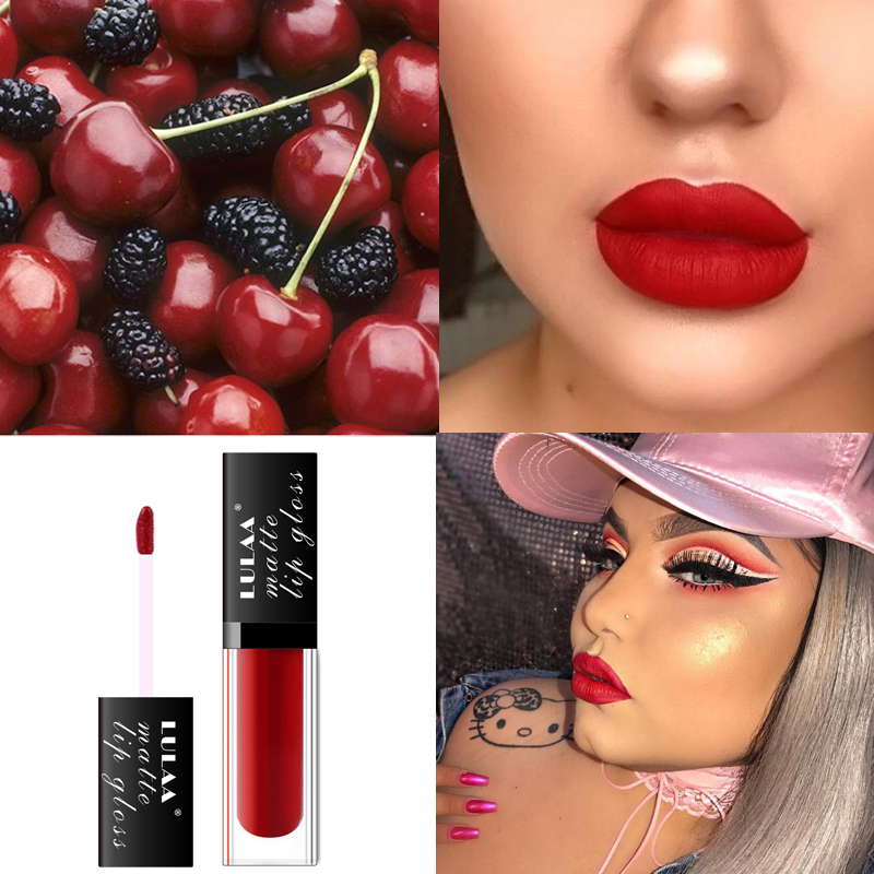 

Lulaa cross-border Matte Lip gloss 8-color non-stick Cup make-up Liquid Lipstick Rouge waterproof permanent non-decolorization m, 03 chervil