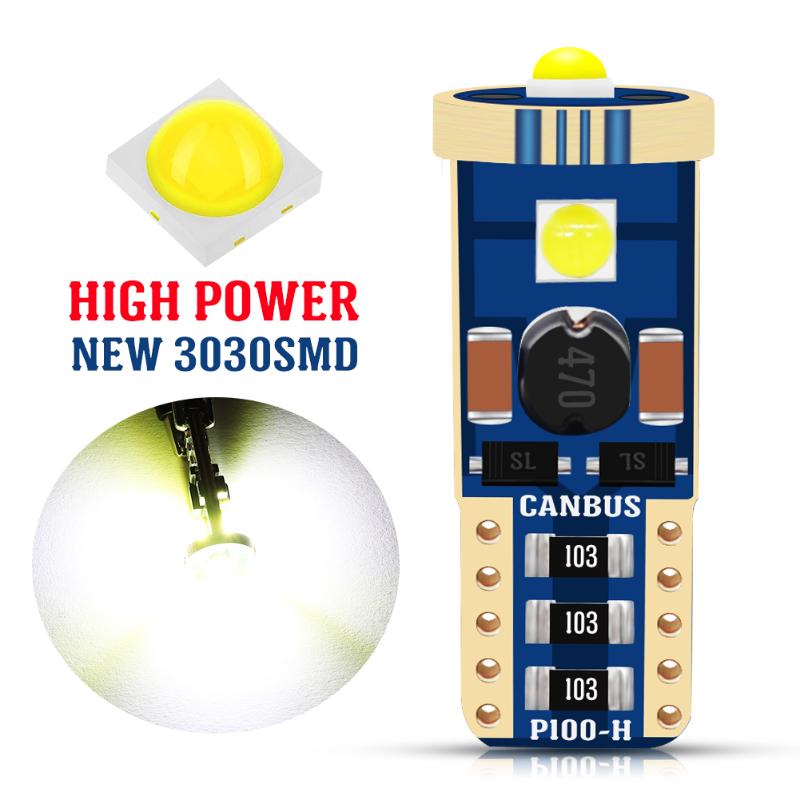 

T10 W5W Canbus Car Interior Light 194 501 3 SMD 3030 LED Instrument Lights Bulb Wedge Light No Error 12V 6000K, As pic