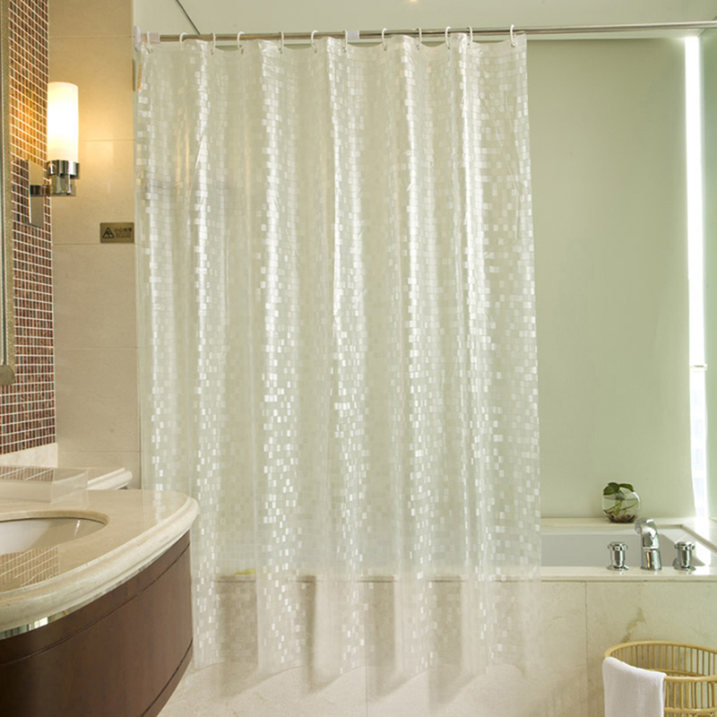

3D PVC Waterproof Shower Curtains Bathroom Curtains With Hooks Transparent White Transparent Bathroom Accessories