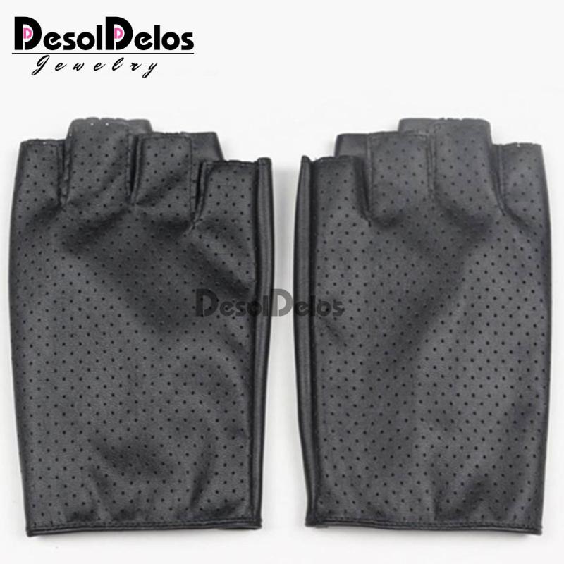 

Fashion Women Fingerless Gloves Breathable Soft Leather Gloves for Dance Party Show Women Black Half Finger Mittens