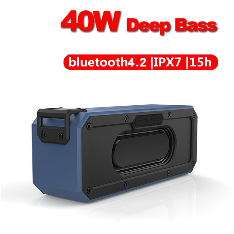 

40W speaker Tws IPX7 bluetooth speaker portable wireless waterproof sound bar subwoofer can play 15 hours, underwater music cent