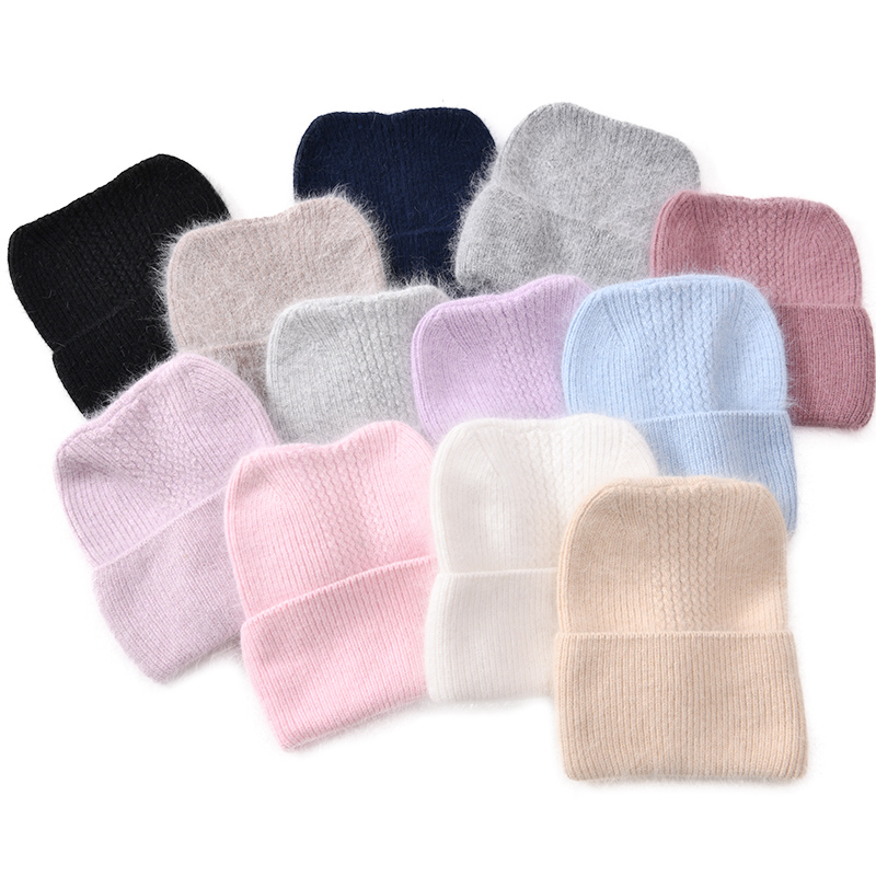 

Knitted Hat Beanies Women Winter Knit Ear Cap Warmer Thick Soft Ski Lady Bonnet Skullies Beanies Knitted Rib Hats