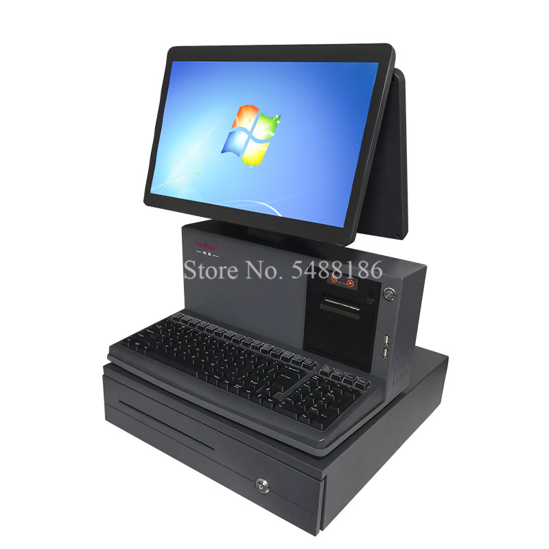 

All in One System Dual 15.6 inches Display Built-in 58mm Thermal Recipt Printer Cash Drawer for Supermarket Retail Stores