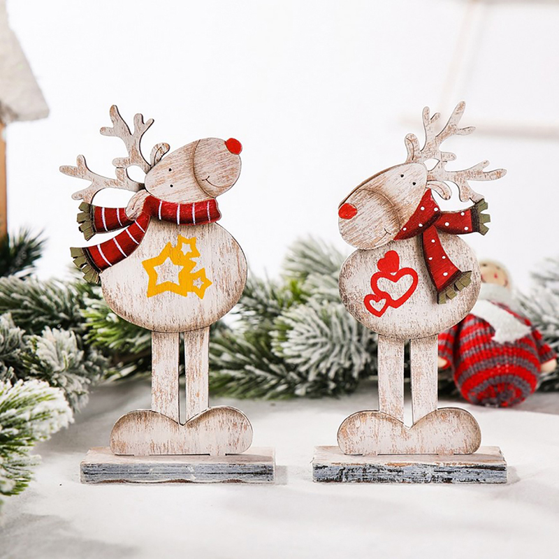 

1PC Christmas Elk Wood The Assembly Painted Decoration Ornaments Assemble Gift