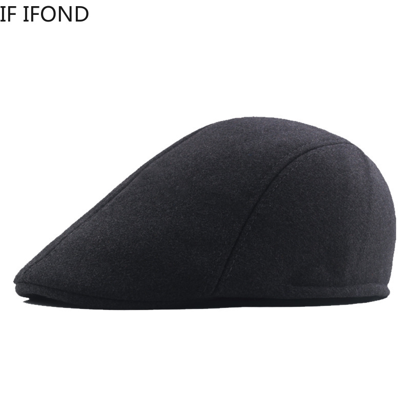 

Men Thick Warm Flat Berets Cap Autumn Winter Classic Vintage Striped Wool Advanced Ivy Cap Newsboy Hat