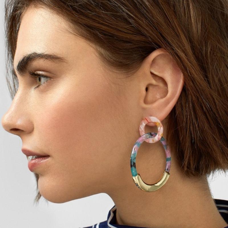 

Donarsei Simple C Shape Leopard Acrylic Earring For Women Gold Metal Circle Drop Dangling Earrings Statement Jewelry