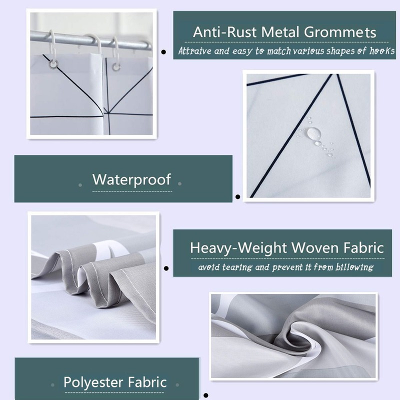 

Merry Christmas Santa Claus Deer Abstract Art Snowflake Minimalist White Blue Home Decor Shower Curtain Sets with Hooks