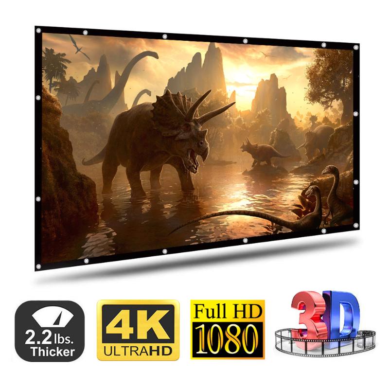 

120 Inches Foldable HD Movie Projector Screen 16:9 Background Cloth For Travel Home Theater DLP White No Creases Black-sided