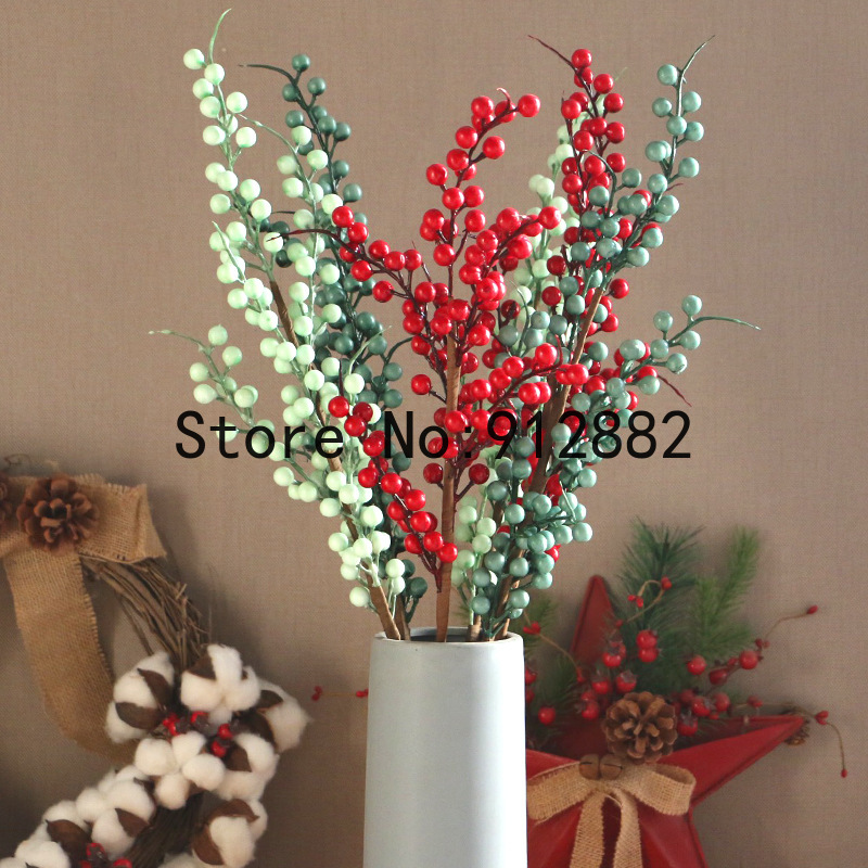 

Artificial Plant Christmas Red Fruit Foam Berry Branch Red Fruit String Lucky Home Decoration Fake Flower Wholesale