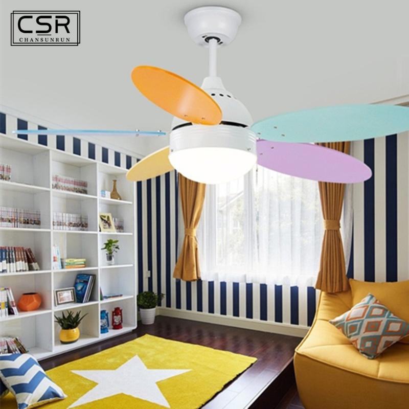 

Simple Children Bedroom Fan Lamp Colorful Ceiling Fan Light Kindergarten Ceiling Brief Child Lamp 42 inch