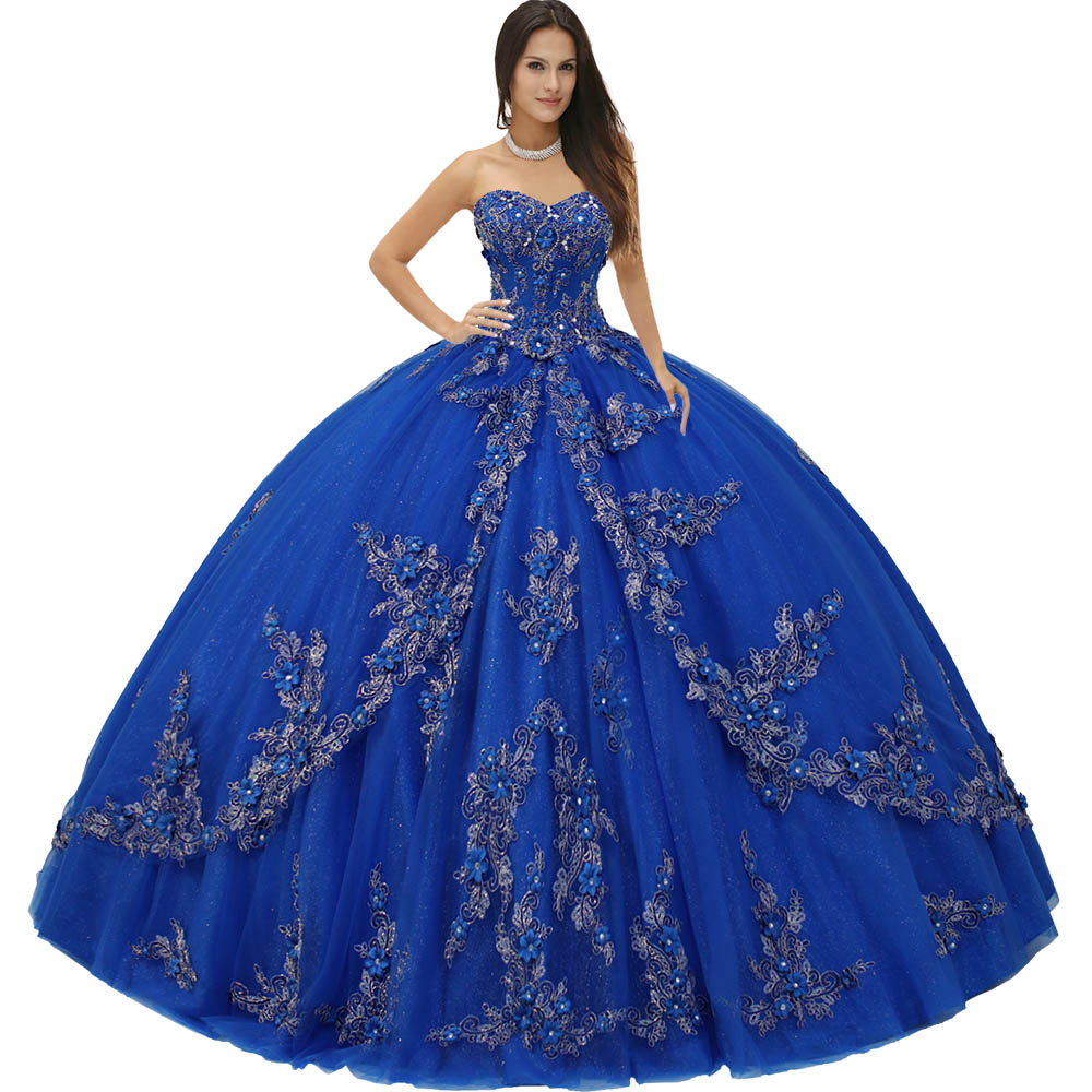 

Sweetheart Silver Corded Metallic 3D Appliques Quinceanera Dresses Romantic Royal Blue Sparkle Tulle Sweep Train XV Party, Water melon