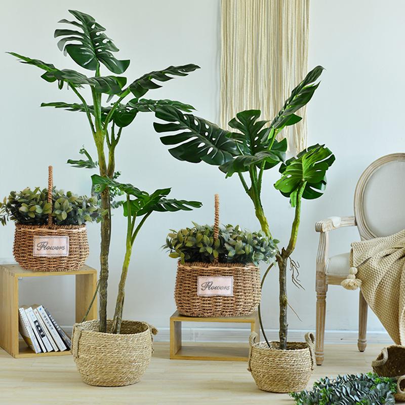 

Pot Plant Basket for Flower Arranging Rattan Artificial Green Vegetation Artificial Plant Creative Living Room Flower, Bzl3