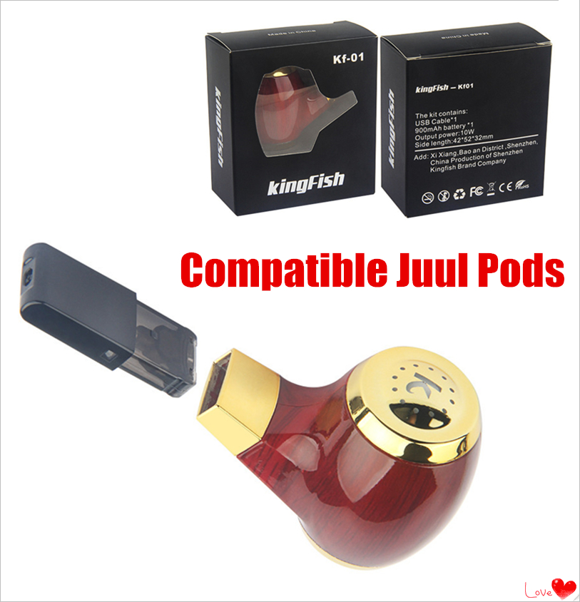 

KF 01 USB Passthrough Charger Battery Vape E Cig E Pipe Mod Vaporizer with Pods Empty Cartridges Disposable Vape Pens Portable ecig kit, Wooden