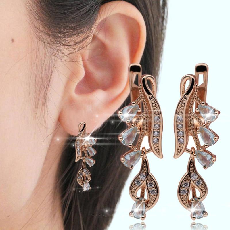 

Dangle & Chandelier Women Water Drop Cubic Zirconia Hoop Earrings Wedding Party Jewelry Gift