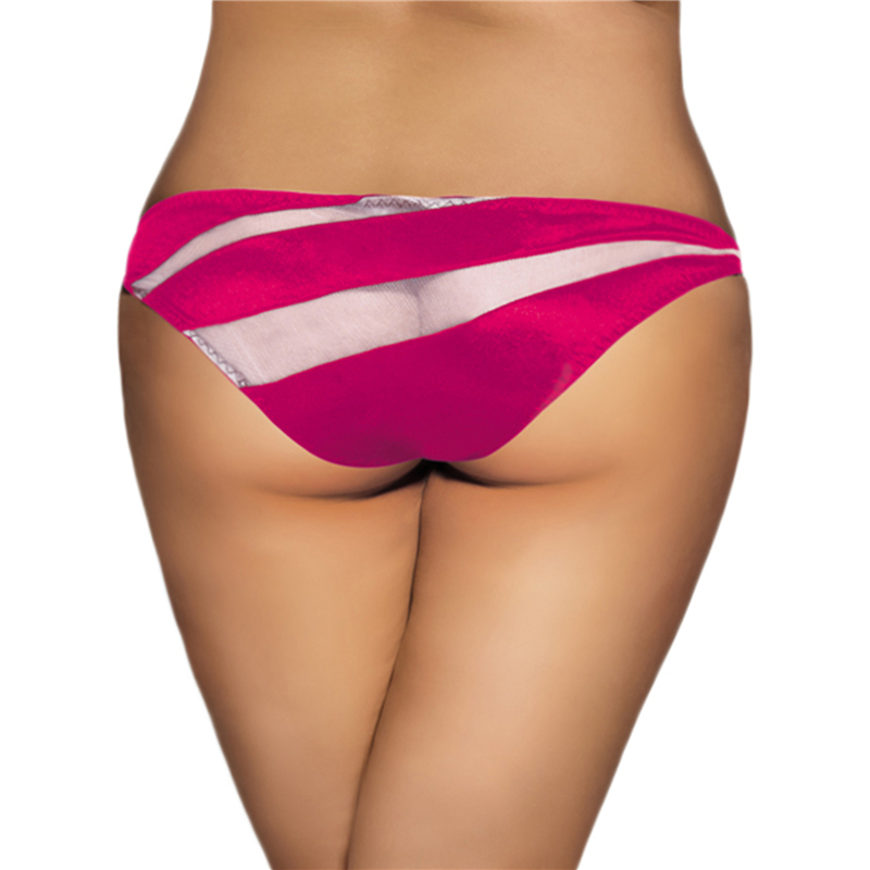 

PS5097 Sexy Thong Underwear 4 Colors Low Rise Panties Female Solid See Though Sexy Plus Size Panties With Bow Lady's Brief, As picture shown